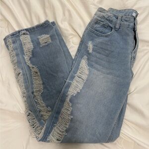 Forever 21 Blue Boyfriend Jeans with Distressed Details
